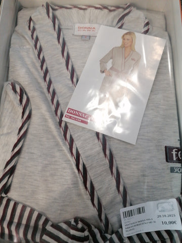 VESTAGLIA DONNA MIS.4 GRIGIO/BORDEAUX(PARI AL NUOVO)