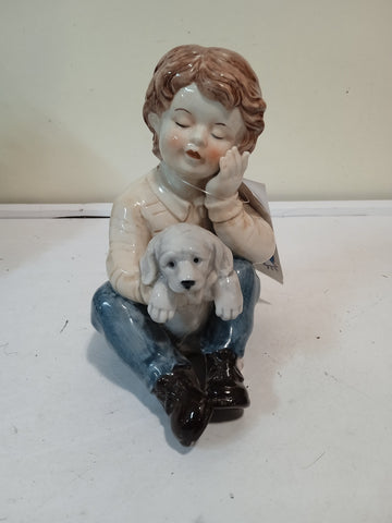 STATUA BIMBO CON CAGNOLINO H18XL16XP8 CM