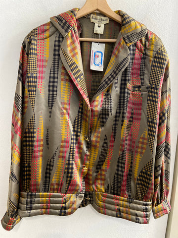 CAMICIA B.DI BORBONE TG46 IN SETA  VERDE FANTASIA