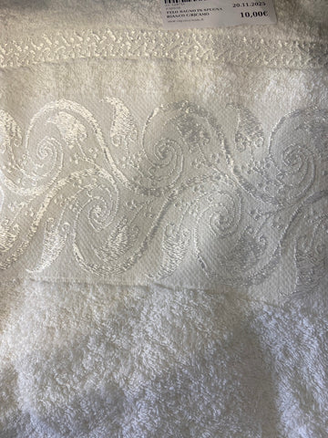 TELO BAGNO IN SPUGNA BIANCO C/RICAMO