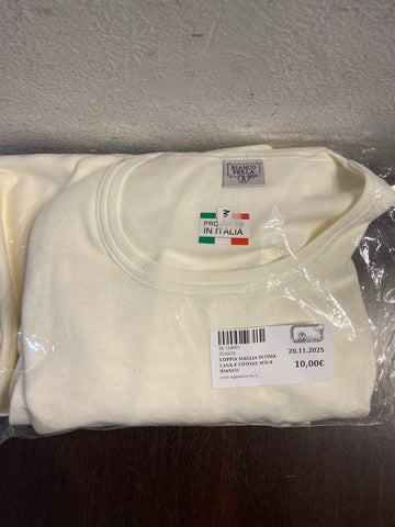 COPPIA MAGLIA INTIMA LANA E COTONE MIS.8 BIANCO