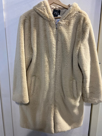 CAPPOTTO ZARA TGL IN ECOPELLICCIA BEIGE