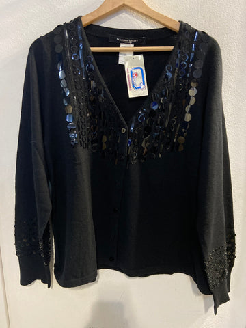 GIACCA MARINA SPORT TGL NERO IN LANA C/PAILETTES