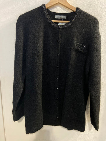 GIACCA M.ROVERSI TG48 NERO LAME' C/PERLINE