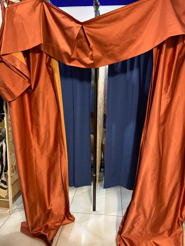 COPPIA TENDE L80X230CM +MONTOVANA L204CM ARANCIO IN RASO