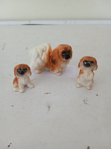 FAMIGLIA CANI IN PORCELLANA H4XL4XP2 CM 3 PZ ( CON IMPERFEZIONE )