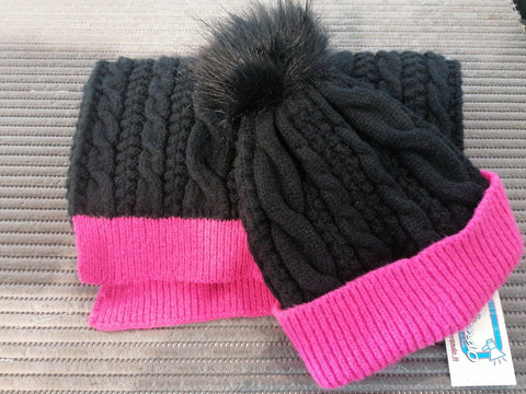 SCIARPA+CAPPELLO GLISSADE NERO/FUCSIA