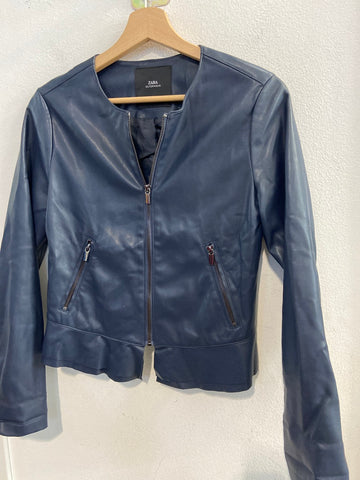 GIUBBINO ZARA TGS BLU IN SIMILPELLE