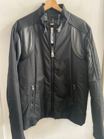 GIUBBOTTO UOMO TRUSSARDI TGL NERO C/RIPORTI IN PELLE NERA