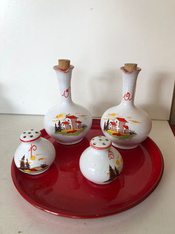 MENAGE IN CERAMICA 4 PZ + VASSOIO