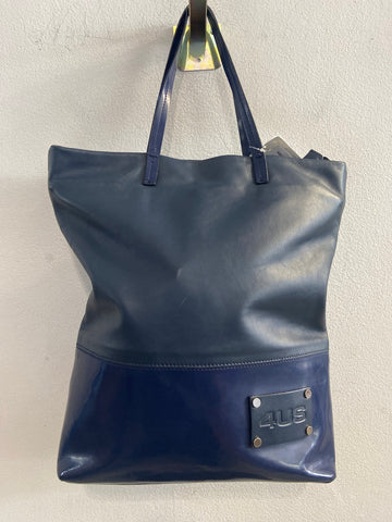 BORSA SHOPPING C.PACIOTTI BLU VERNICE E PELLE