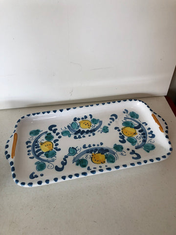 VASSOIO IN CERAMICA CATALDO CALTAGIRONE H2XL20XP10 CM + TAZZA + ZUCCHERIERA