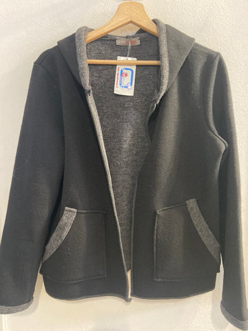 GIACCA C/CAPPUCCIO LINK TGL NERO/GRIGIO