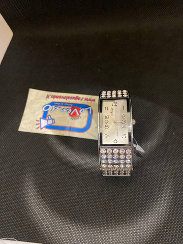 OROLOGIO BRACCIALE RIGIDO ARGENTATO C/STRASS