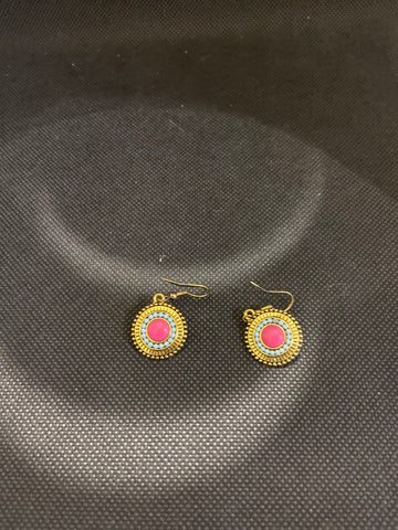 ORECCHINI DORATO C/PERLINE AZZURRE/ROSA