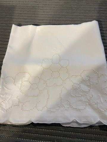 ASCIUGAMANO GRANDE IN LINO BIANCO C/RICAMO