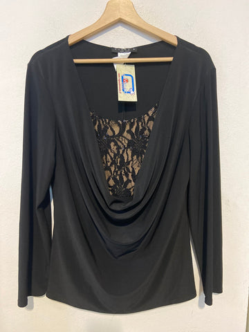 MAGLIA TIANA B. TGXL NERO/BEIGE  C/RIPORTO PIZZO