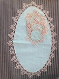 CENTRINO L40X28CM LINO AZZURRO C/CHIACCHIERINO ECRU'+SOTTO BICCHIERI