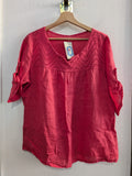 MAGLIA DONNA TGL IN LINO CORALLO