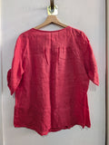 MAGLIA DONNA TGL IN LINO CORALLO