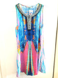 ABITO DESIGUAL TG42 AZZURRO FANTASIA C/PERLINE