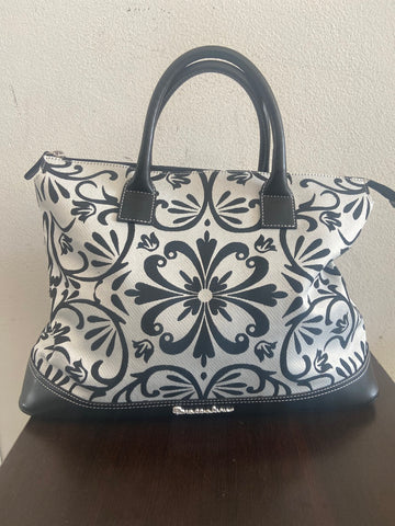 BORSA BRACCIALINI A MANO FIORI BIANCO/NERO