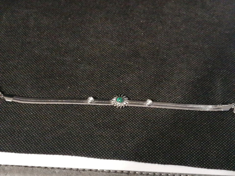 BRACCIALE IN ACCAIO C/STRASS E PIETRA VERDE