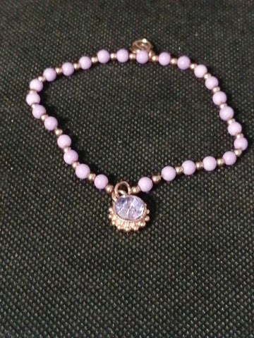 BRACCIALE PERLINE LILLA C/PIETRA