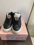 SNEAKERS MARC ELLIS MIS.37 NERO C/FIORE ROSA APPLICATO C/SCATOLO