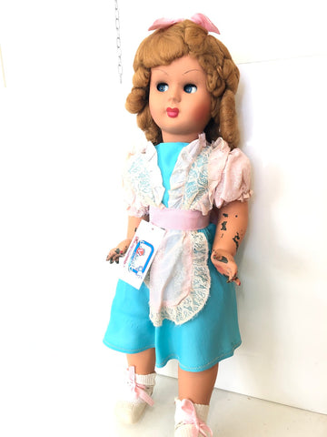 ANTICA BAMBOLA IN CELLULOIDE H64XL18 CM