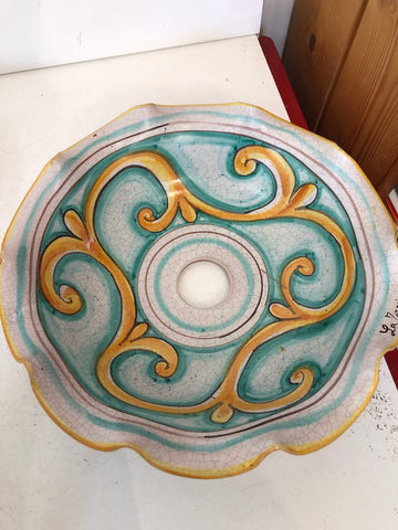 PIATTO PER SOSPENSIONE IN CERAMICA TIPO CALTAGIRONE H5XDIAMETRO23 CM