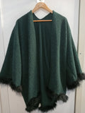 MANTELLA VERDE C/RIPORTO ECOPELLICCIA NERO
