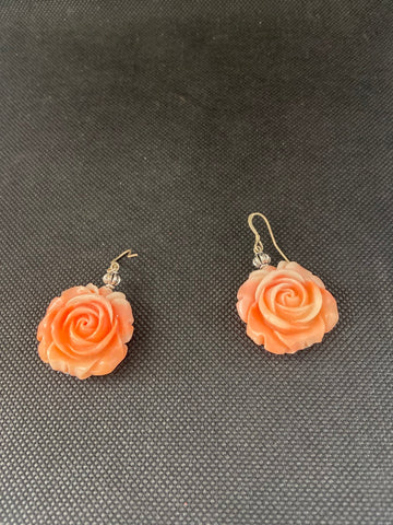 ORECCHINI PAST DI CORALLO ROSA C/SUSTA ARG925