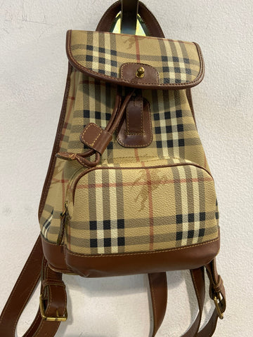 ZAINO BURBERRY IN PELLE BEIGE/MARRONE
