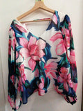 MAGLIA FRACOMINA JEANS T.U. FANTASIA FIORI C/MANICHE PALLONCINO