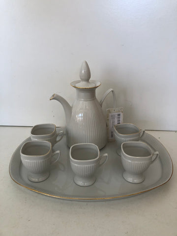 SERVIZIO CAFFE' 6 PZ + VASSOIO IN PORCELLANA FIRENZE