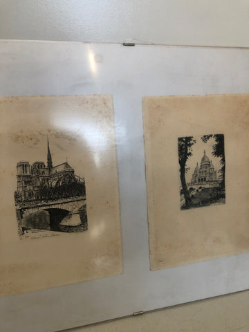 COPPIA INCISIONI PARIGI 20X15 CM CON CORNICE A GIORNO