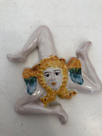 TRINACRIA IN CERAMICA E BORIA CALTAGIRONE H14XL12 CM