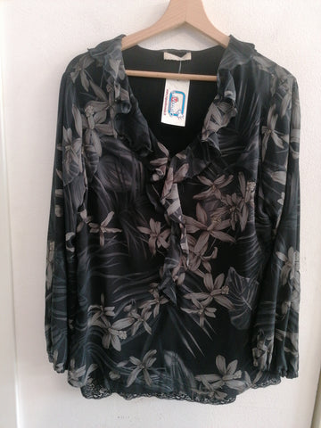 MAGLIA NEROGIARDINI TG46 NERO A FIORI GRIGIO