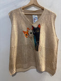 GILET TGL BEIGE C/STAMPA GATTI(PARI AL NUOVO)
