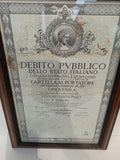 CORNICE CON CARTELLA AL PORTATORE DEL CAPITALE ANNUALE DI LIRE CINQUEMILA 1948
