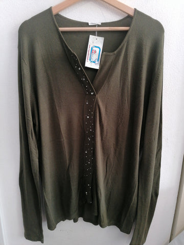 MAGLIA LES ARETE' TGXL VERDE C/PERLINE