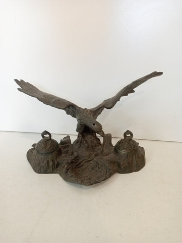 CALAMAIO DA SCRIVANIA CON AQUILA IN METALLO H18XL28XP15 CM