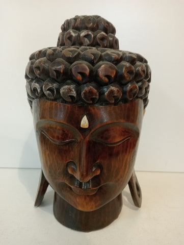 BUSTO BUDDHA IN LEGNO H35XL15XP15 CM