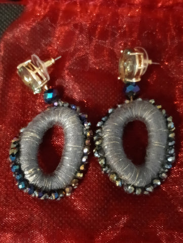 ORECCHINI PENDENTI GRIGIO C/STRASS