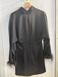 ABITO ZARA TGM NERO RASO C/RIPORTO PIUME(PARI AL NUOVO)