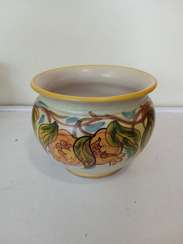 VASO CACHE POT IN CERAMICA TIPO CALTAGIRONE H17XDIAMETRO17 CM ( CON IMPERFEZIONE )