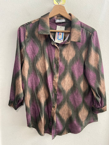 CAMICIA DONNA ANE'E TGM VERDE/BEIGE/LILLA