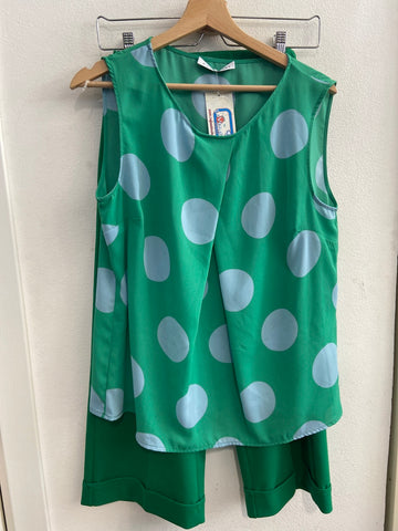 CANOTTA+PANTALONE TGS CARACTERE VERDE A POIS