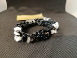 BRACCIALE C/PIETRE NERE/BIANCHE APPLICATE